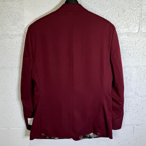 Tayion Collection Mens Classic-Fit Plaid Suit Jacket Red 42R $360 - Picture 3 of 10